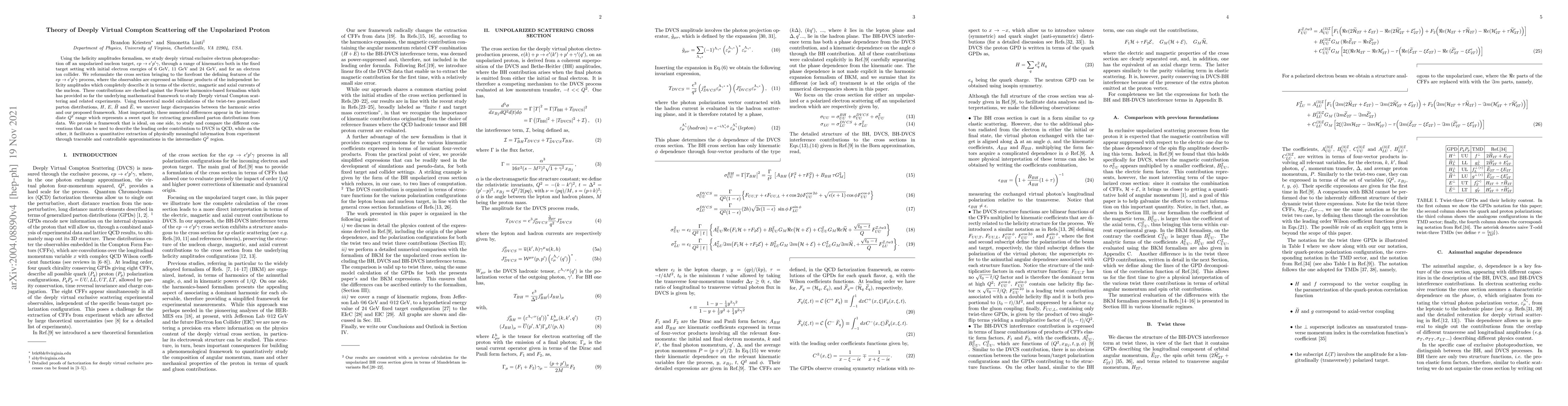Thumbnail for Theory of Deeply Virtual Compton Scattering off the Unpolarized Proton