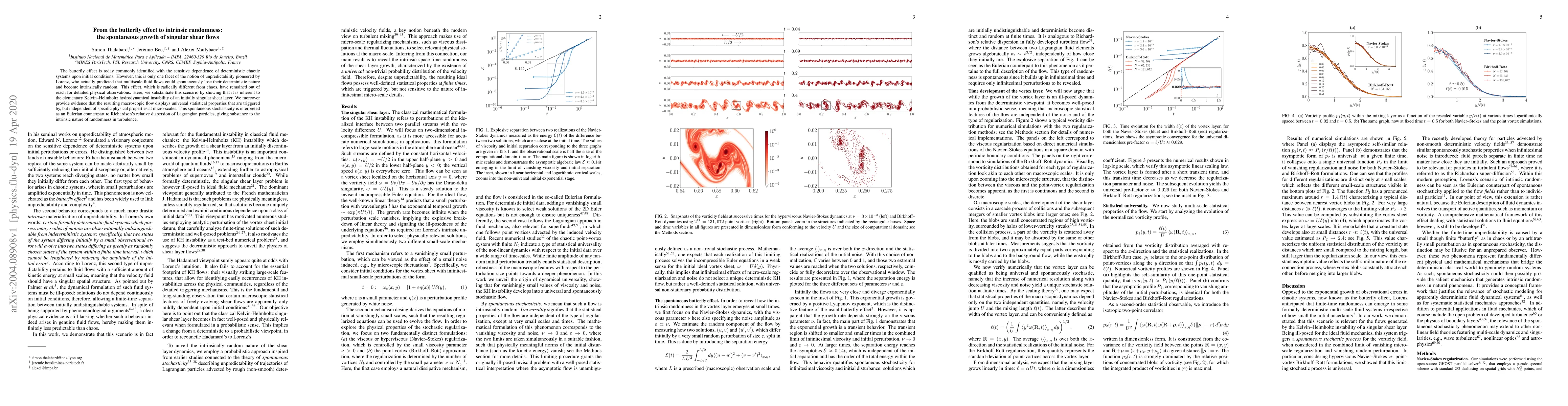 Thumbnail for From the butterfly effect to intrinsic randomness: the spontaneous
  growth of singular shear flows