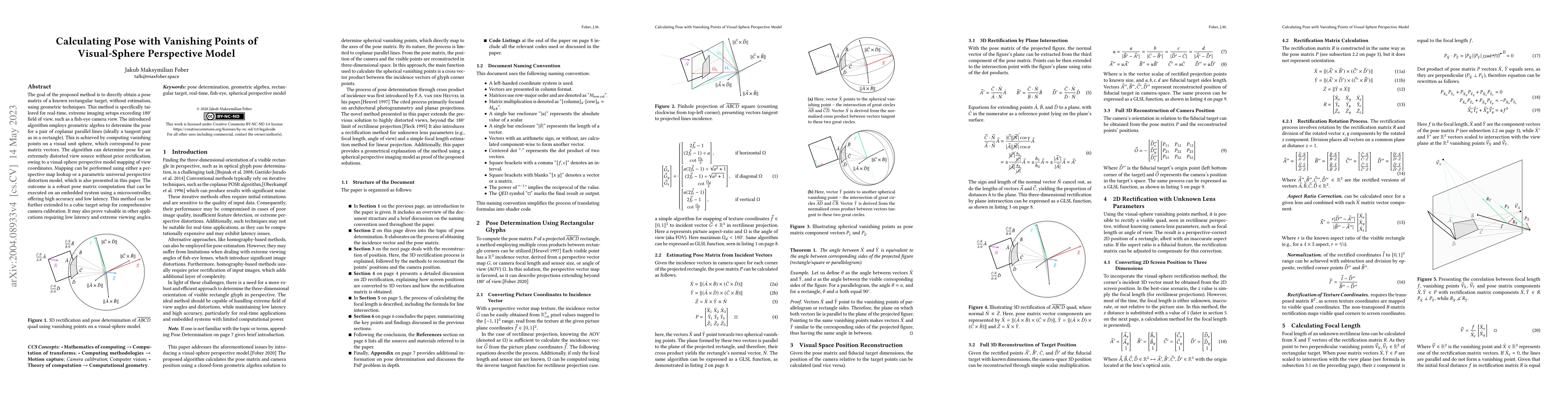 Thumbnail for Calculating Pose with Vanishing Points of Visual-Sphere Perspective
  Model
