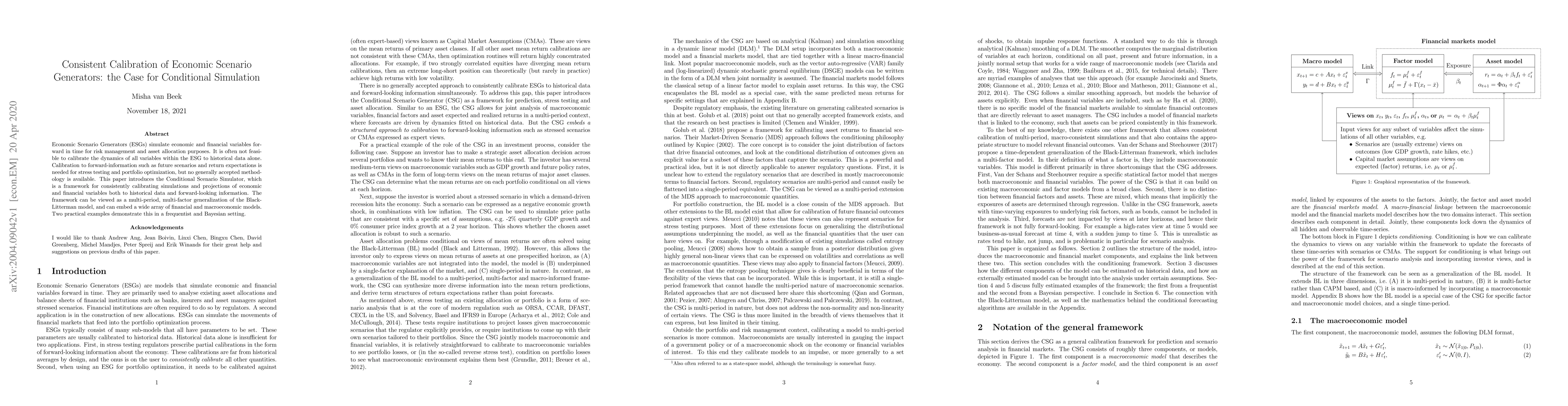 Thumbnail for Consistent Calibration of Economic Scenario Generators: The Case for
  Conditional Simulation