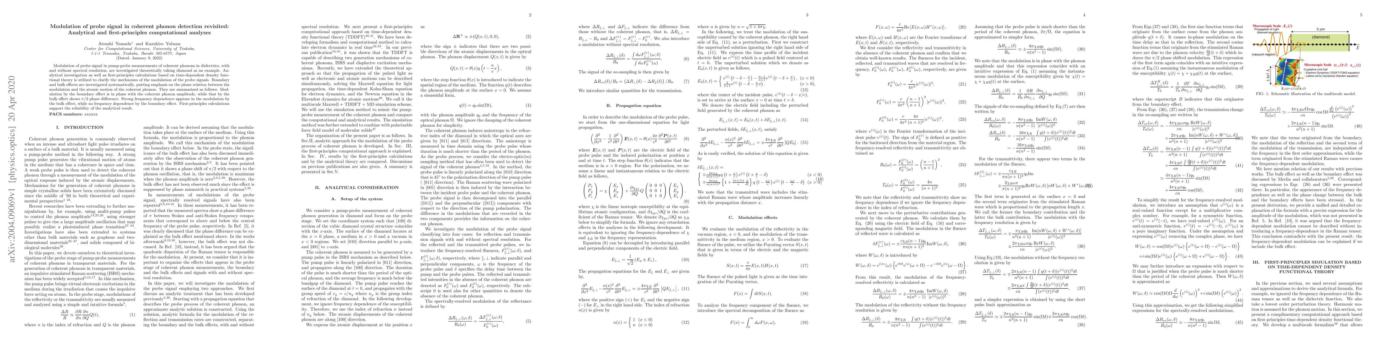 Thumbnail for Modulation of probe signal in coherent phonon detection revisited:
  Analytical and first-principles computational analyses