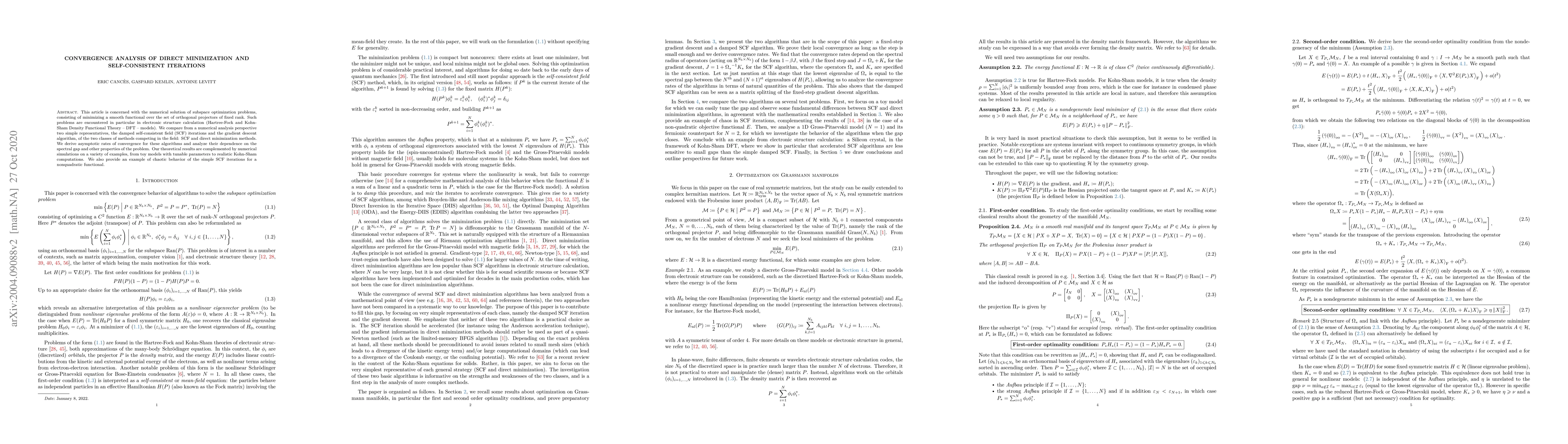 Thumbnail for Convergence analysis of direct minimization and self-consistent
  iterations