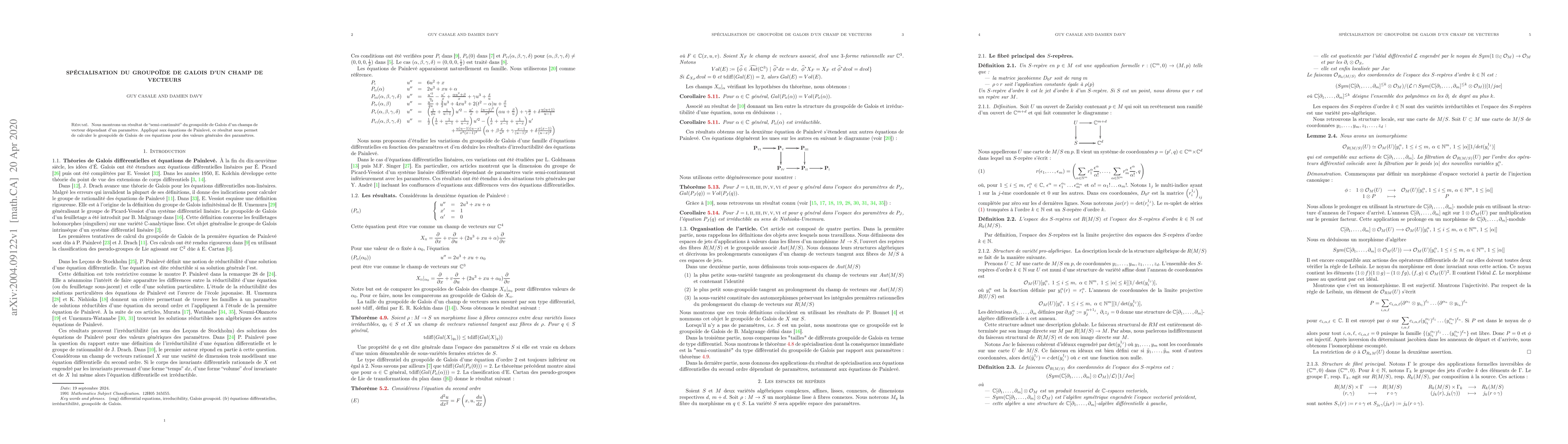 Thumbnail for Specialisation of the Galois groupoid of a vector field