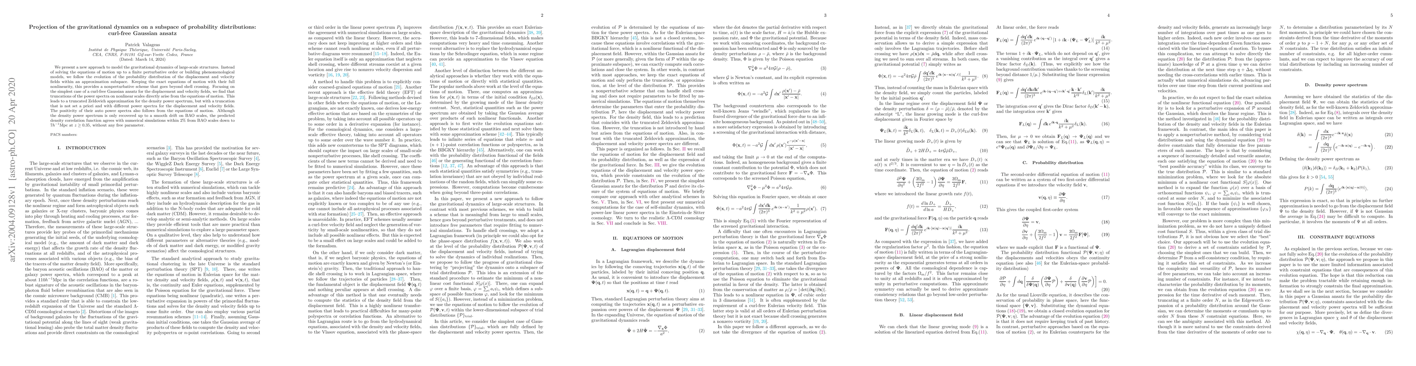Thumbnail for Projection of the gravitational dynamics on a subspace of probability
  distributions: curl-free Gaussian ansatz