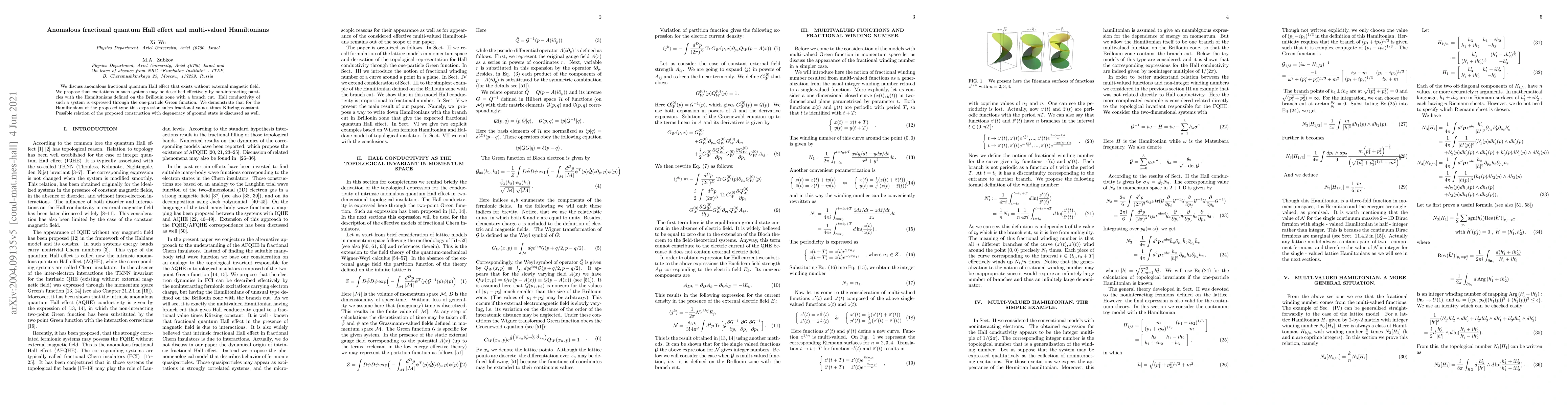 Thumbnail for Anomalous fractional quantum Hall effect and multi-valued Hamiltonians
