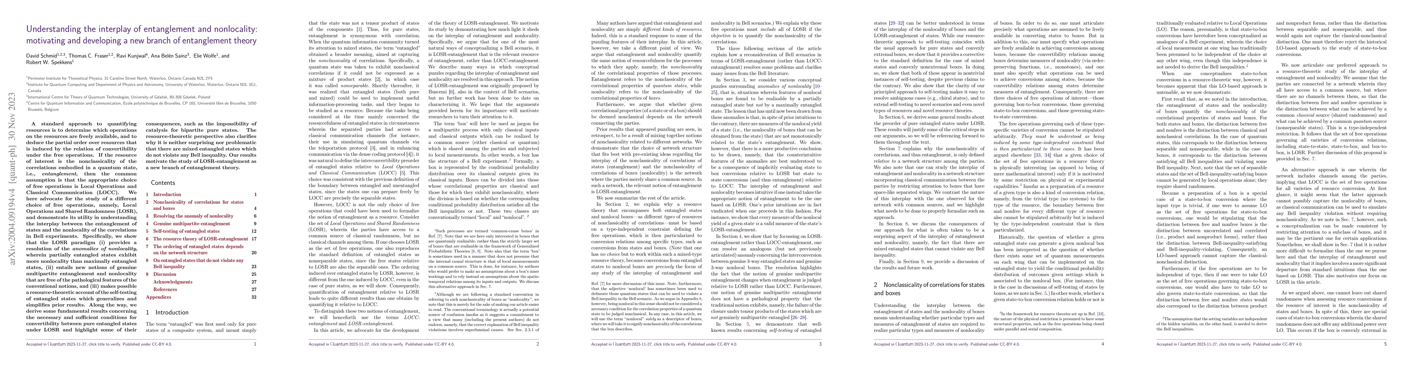 Thumbnail for Understanding the interplay of entanglement and nonlocality: motivating
  and developing a new branch of entanglement theory