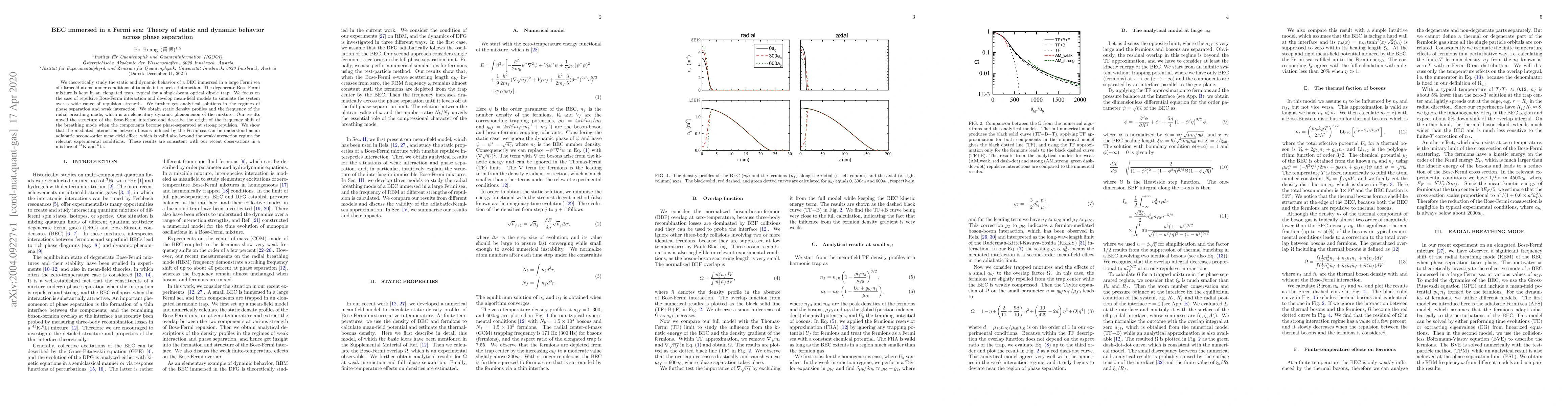 Thumbnail for BEC immersed in a Fermi sea: Theory of static and dynamic behavior
  across phase separation