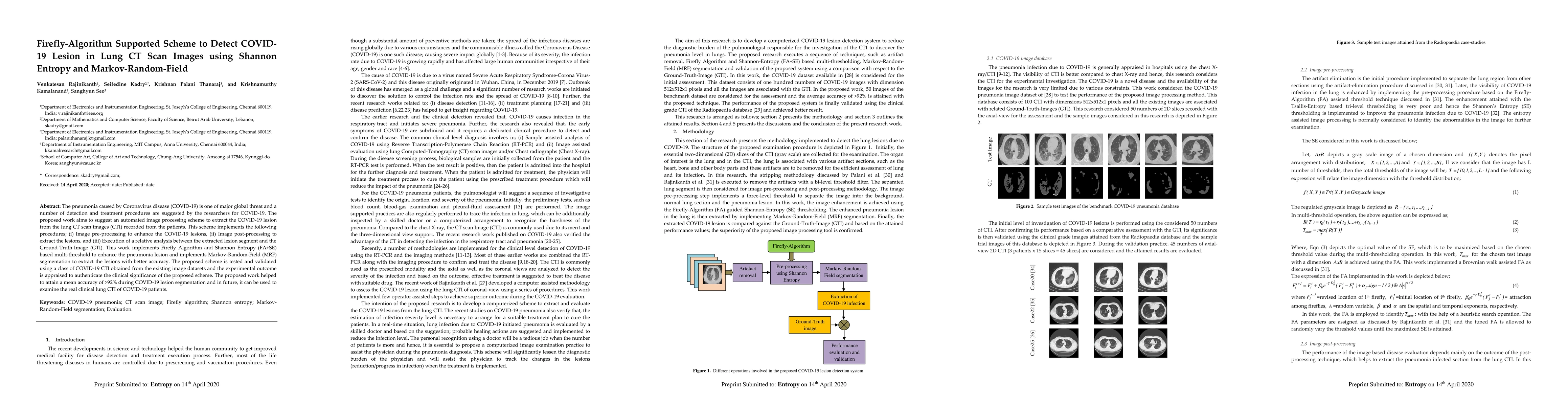 Thumbnail for Firefly-Algorithm Supported Scheme to Detect COVID-19 Lesion in Lung CT
  Scan Images using Shannon Entropy and Markov-Random-Field