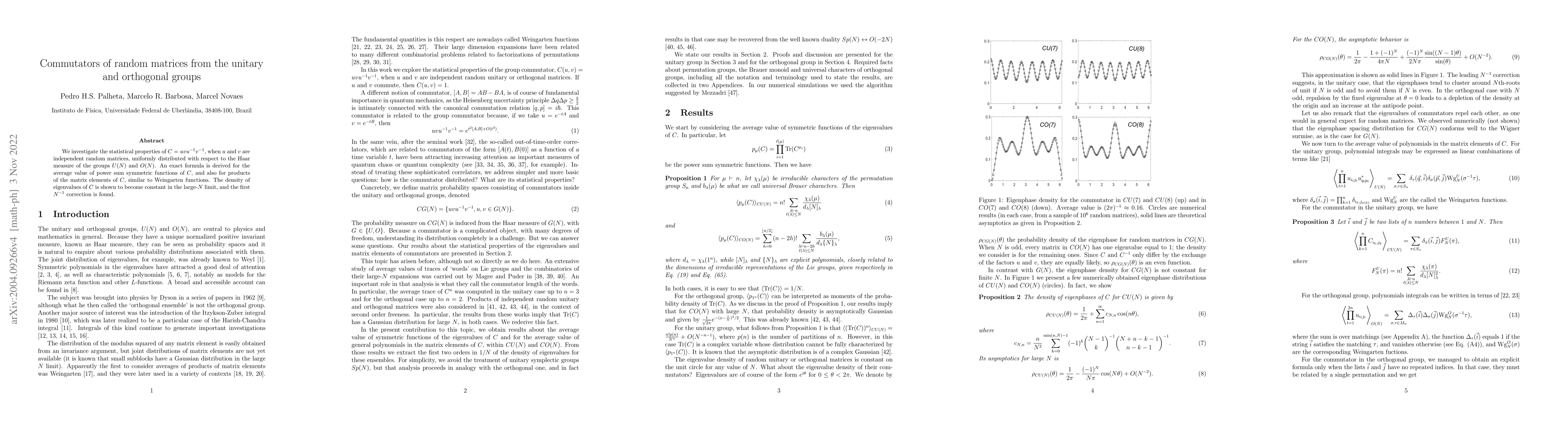 Thumbnail for Commutators of random matrices from the unitary and orthogonal groups