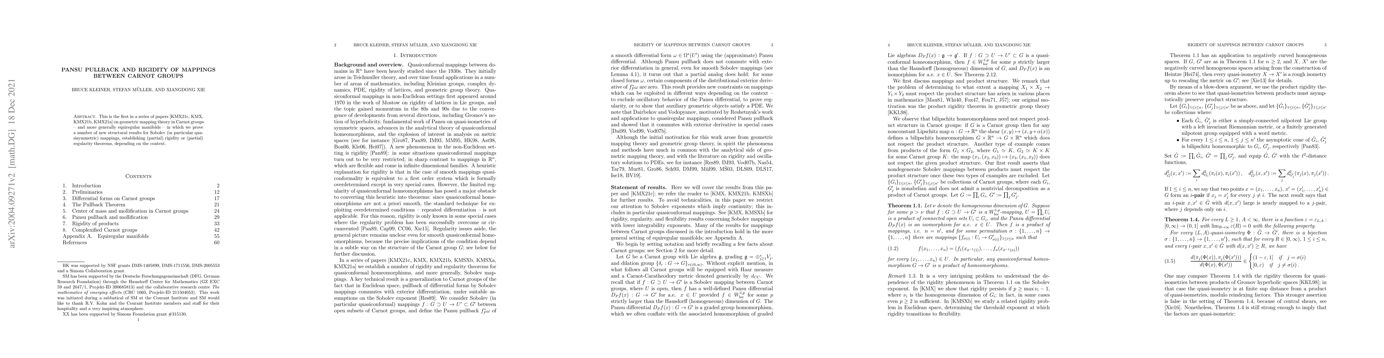 Thumbnail for Pansu pullback and rigidity of mappings between Carnot groups