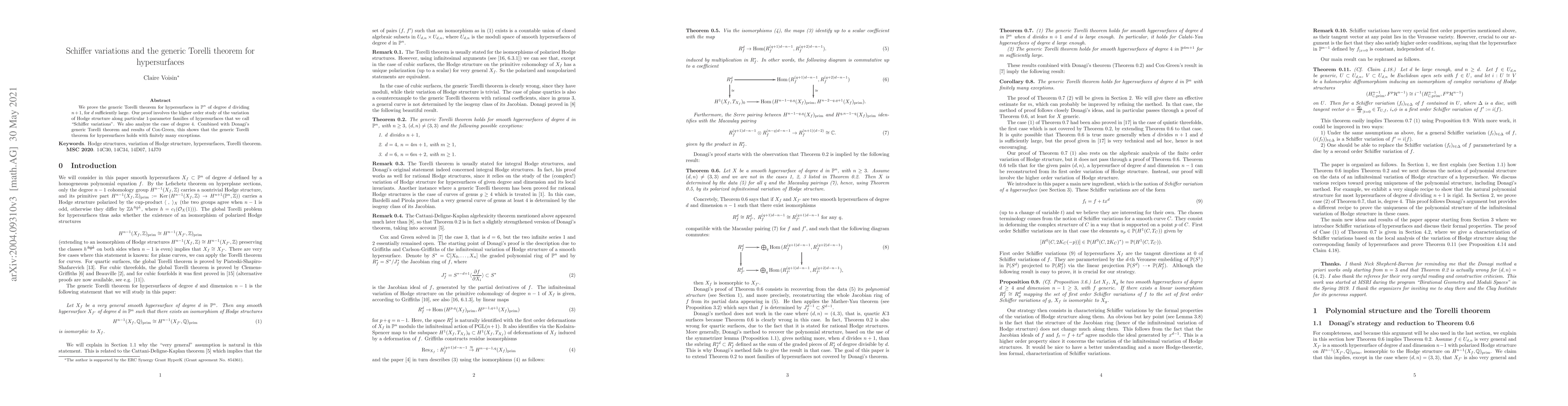 Thumbnail for Schiffer variations and the generic Torelli theorem for hypersurfaces