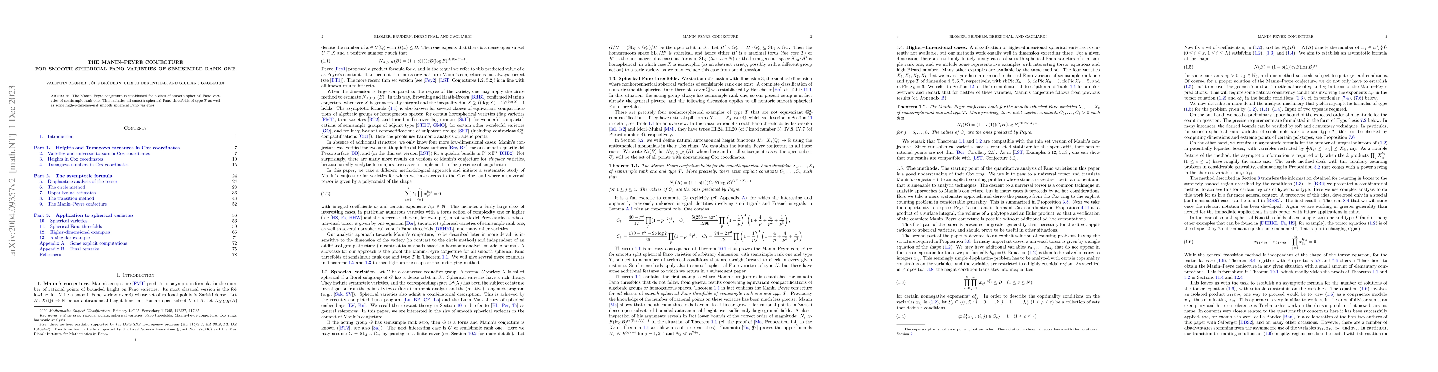 Thumbnail for The Manin-Peyre conjecture for smooth spherical Fano varieties of
  semisimple rank one
