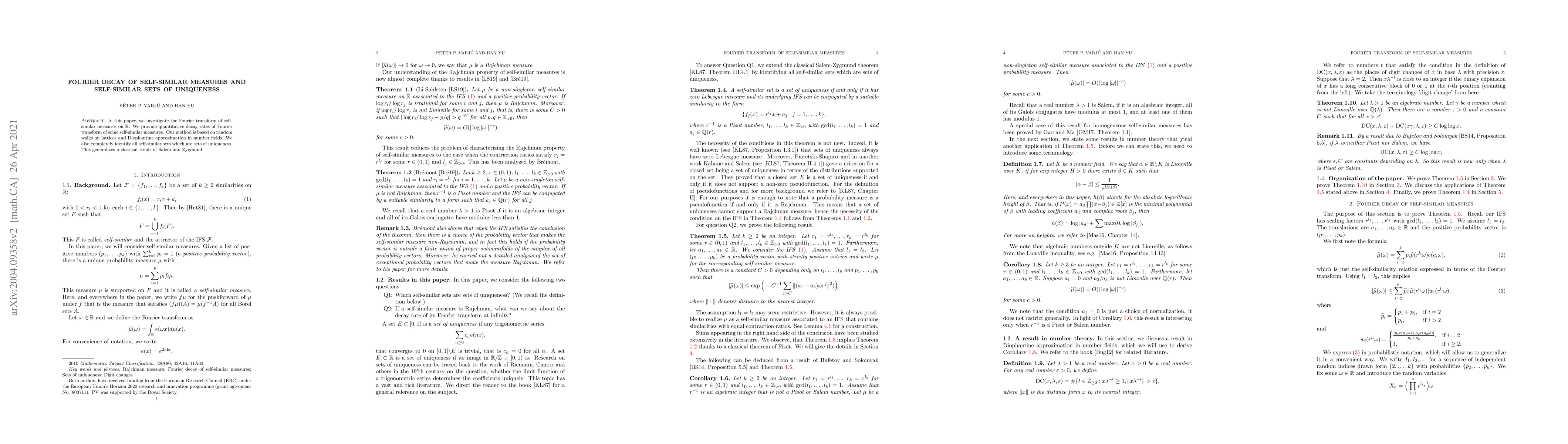 Thumbnail for Fourier decay of self-similar measures and self-similar sets of
  uniqueness