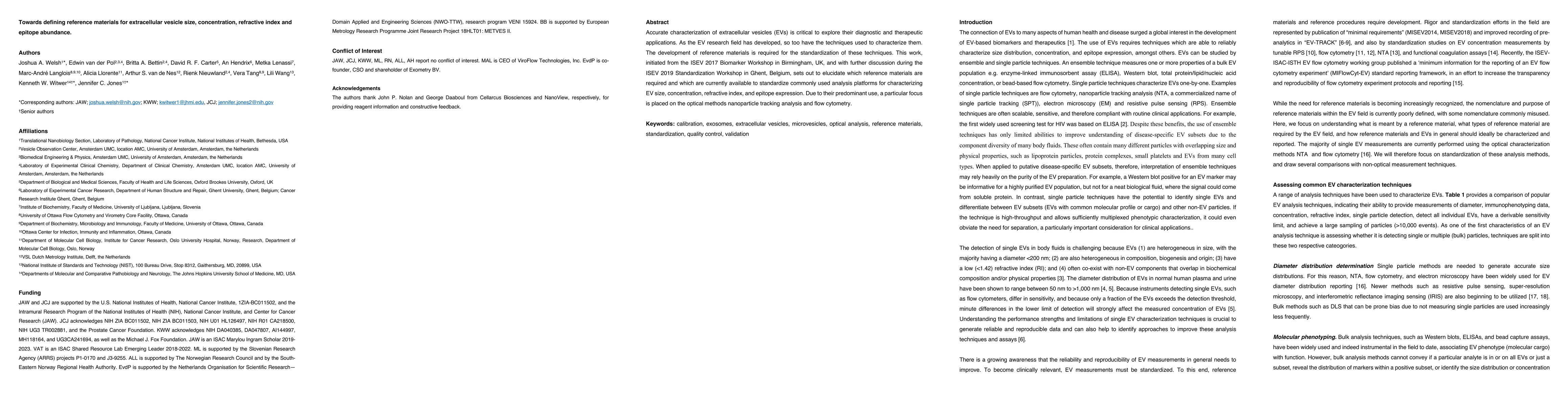 Thumbnail for Towards defining reference materials for extracellular vesicle size,
  concentration, refractive index and epitope abundance