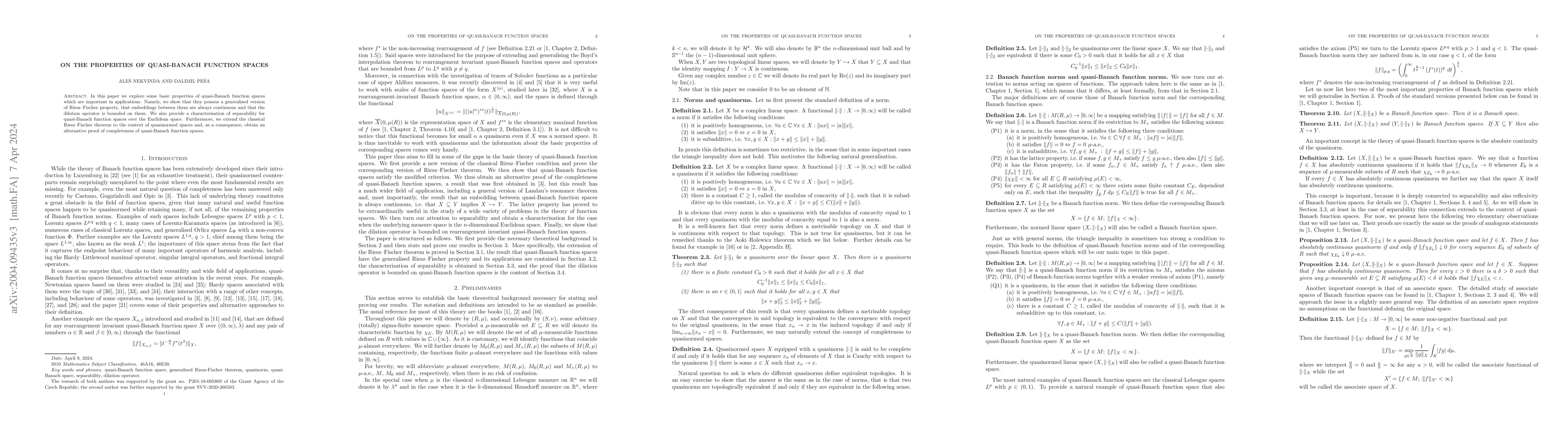 Thumbnail for On the properties of quasi-Banach function spaces