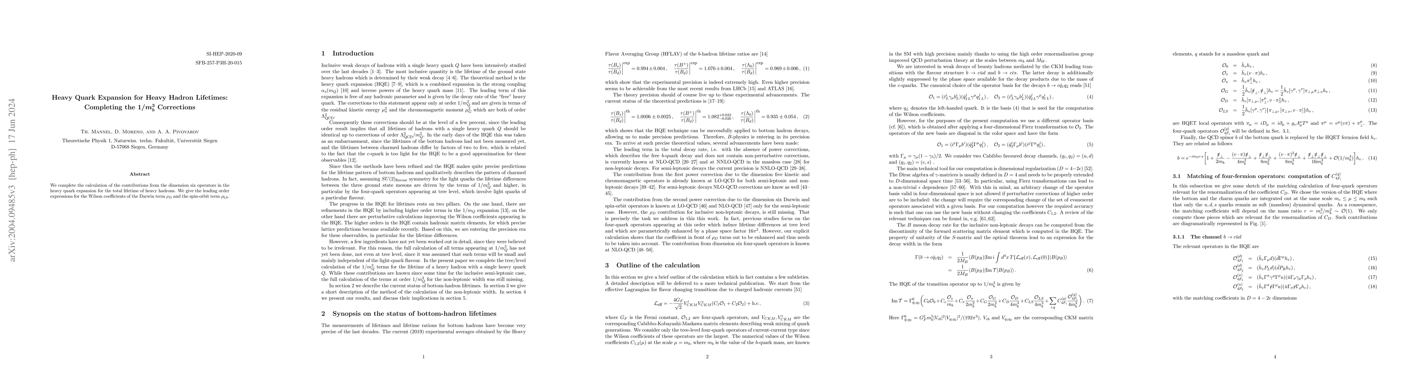 Thumbnail for Heavy Quark Expansion for Heavy Hadron Lifetimes: Completing the
  $1/m_b^3$ Corrections
