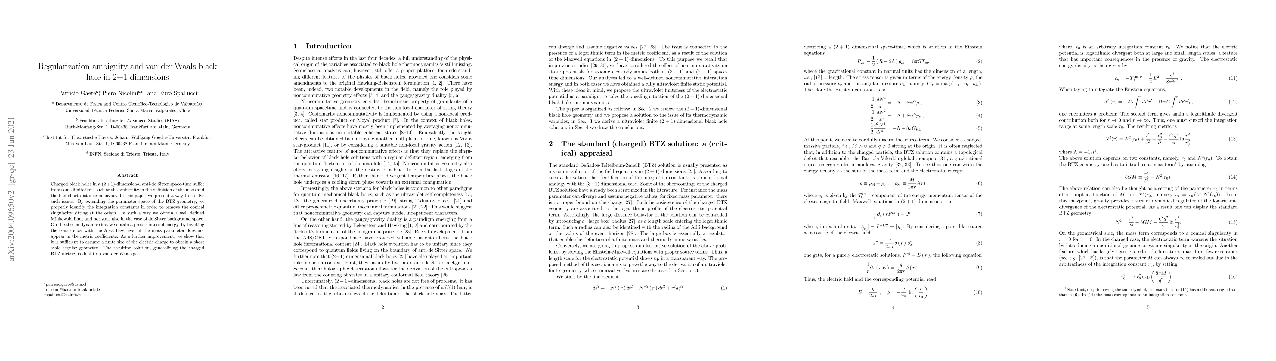Thumbnail for Regularization ambiguity and van der Waals black hole in 2+1 dimensions