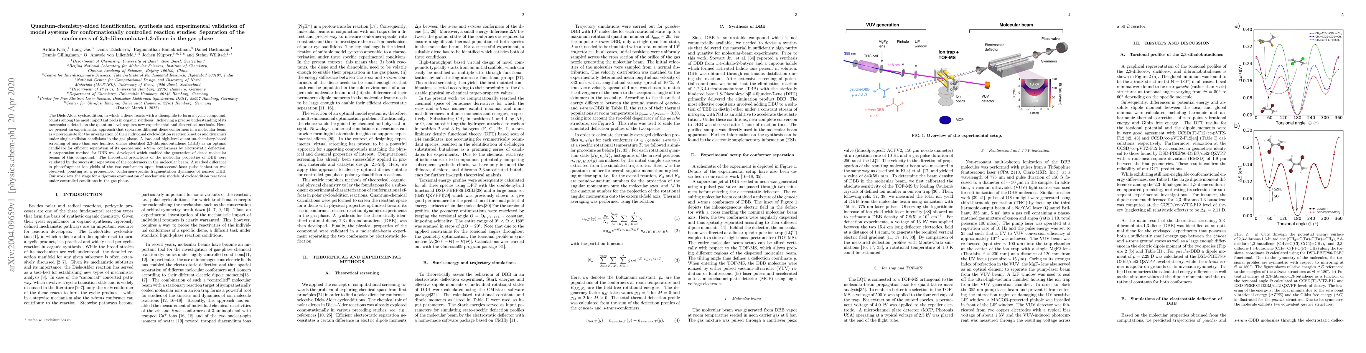 Thumbnail for Quantum-chemistry-aided identification, synthesis and experimental
  validation of model systems for conformationally controlled reaction studies:
  Separation of the conformers of 2,3-dibromobuta-1,3-diene in the gas phase