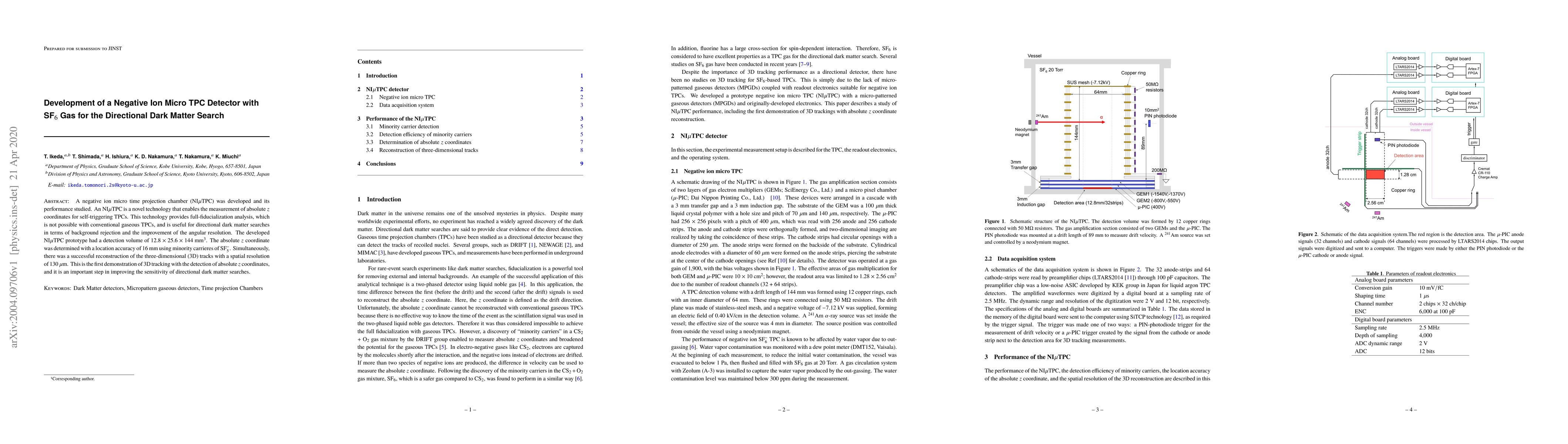 Thumbnail for Development of a Negative Ion Micro TPC Detector with SF$_{6}$ Gas for
  the Directional Dark Matter Search