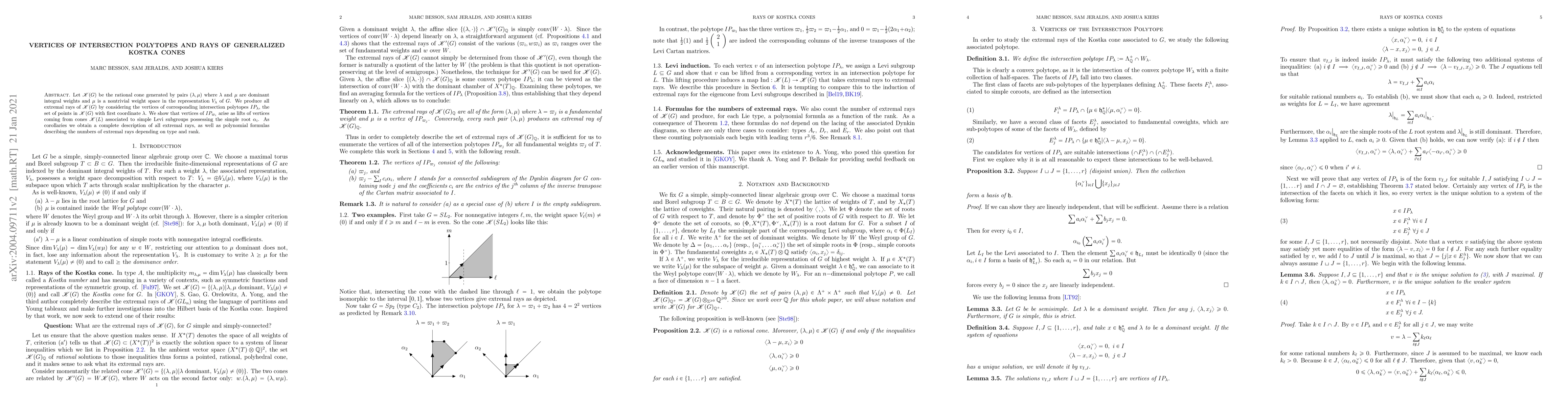 Thumbnail for Vertices of Intersection Polytopes and Rays of Generalized Kostka Cones