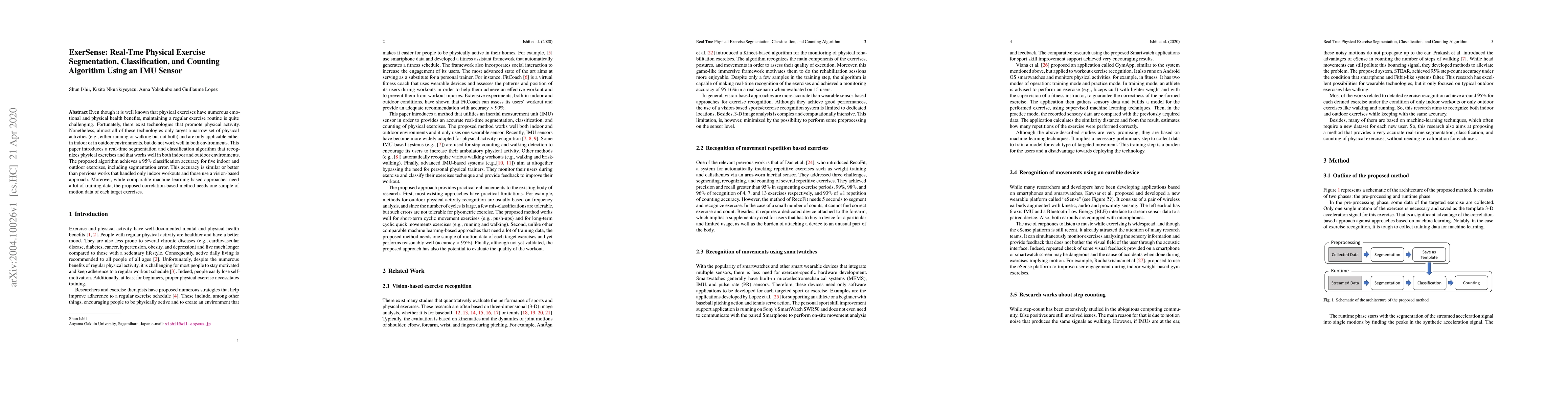Thumbnail for ExerSense: Real-Tme Physical Exercise Segmentation, Classification, and
  Counting Algorithm Using an IMU Sensor