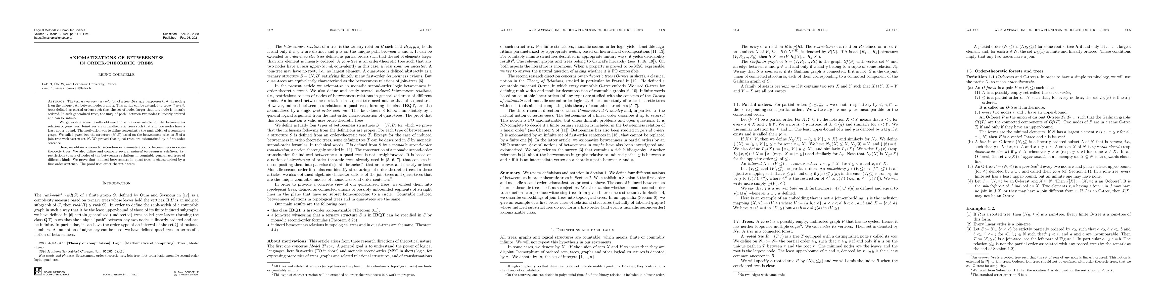 Thumbnail for Axiomatization of betweenness in order-theoretic trees