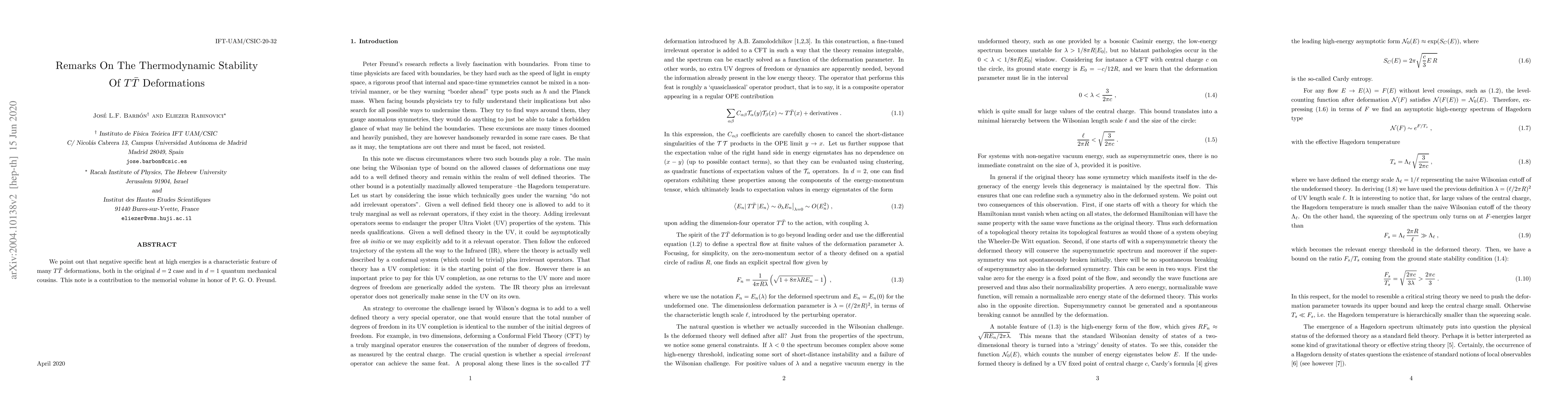 Thumbnail for Remarks on the thermodynamic stability of TT-bar deformations