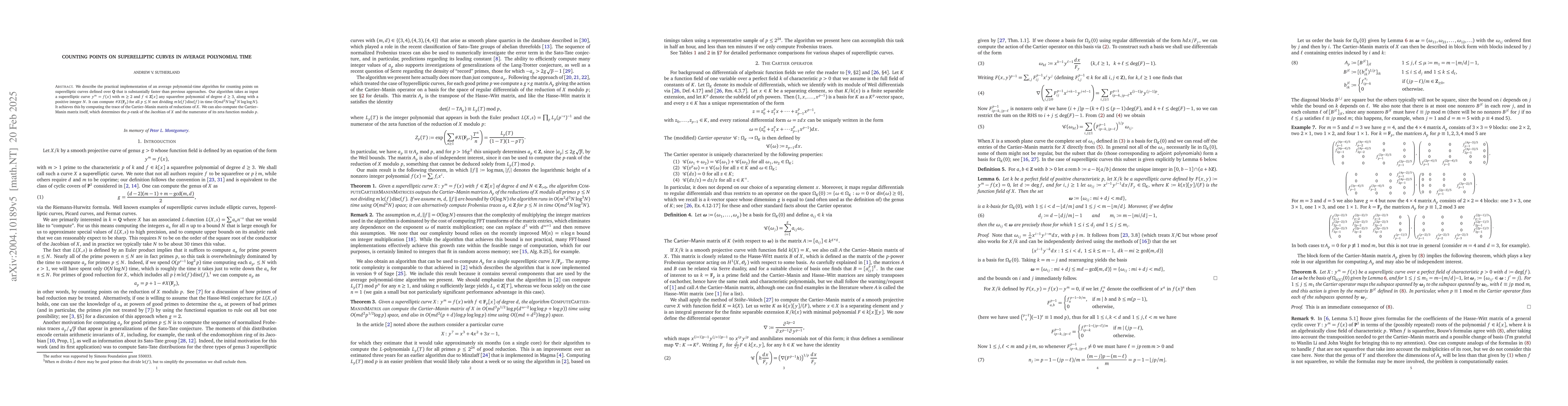 Thumbnail for Counting points on superelliptic curves in average polynomial time