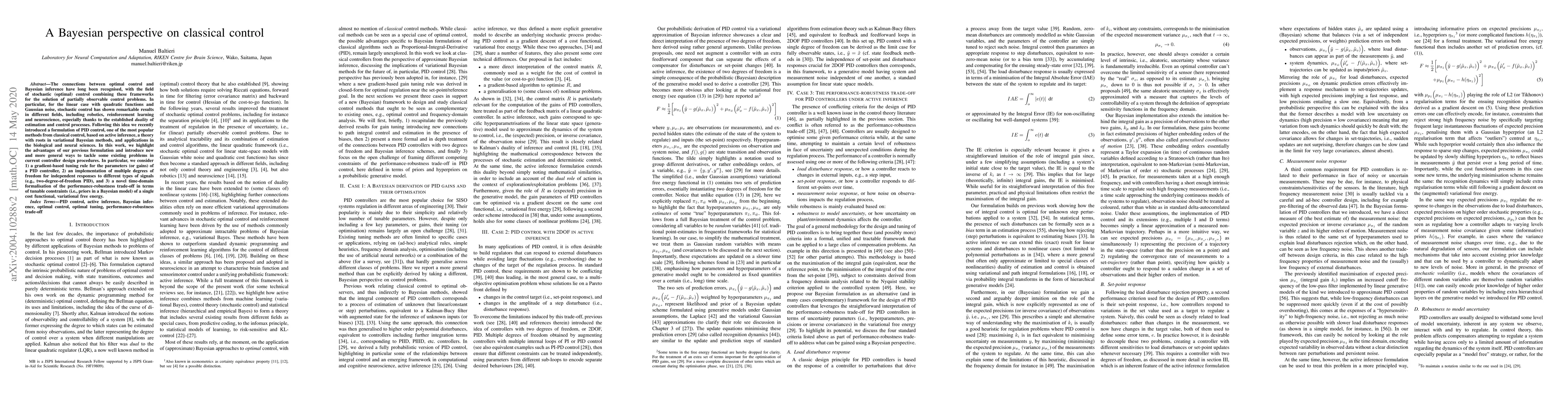 Thumbnail for A Bayesian perspective on classical control