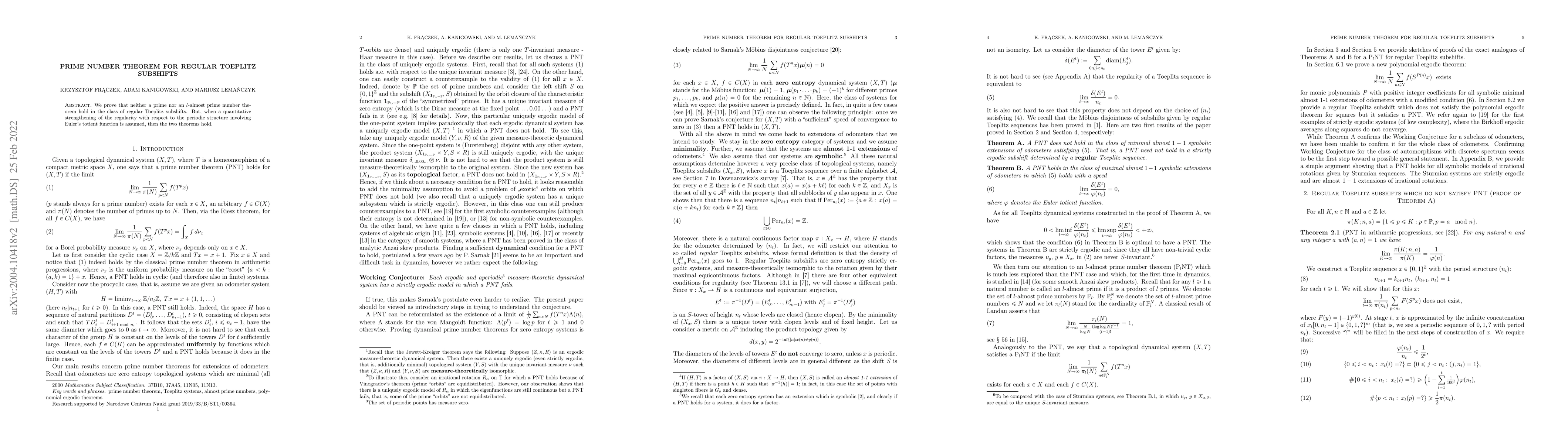 Thumbnail for Prime number theorem for regular Toeplitz subshifts