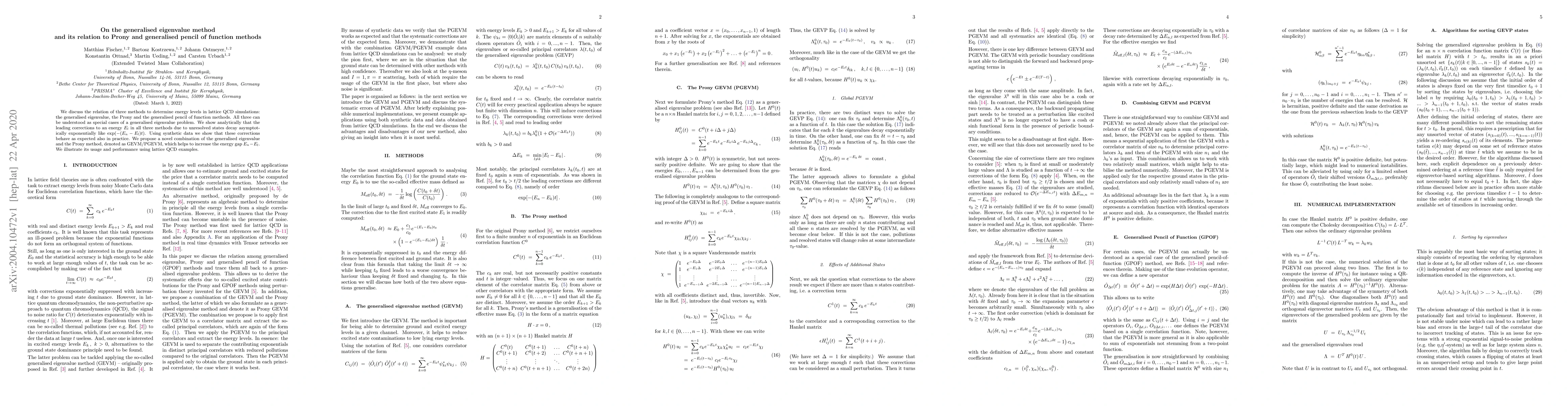 Thumbnail for On the generalised eigenvalue method and its relation to Prony and
  generalised pencil of function methods