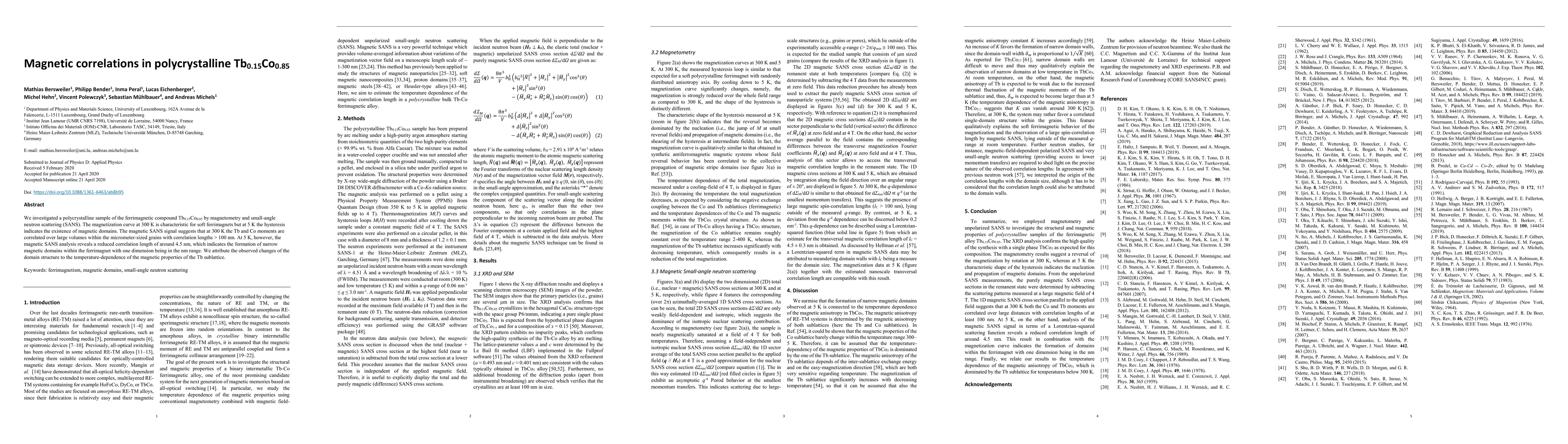 Thumbnail for Magnetic correlations in polycrystalline $\mathrm{Tb_{0.15}Co_{0.85}}$
