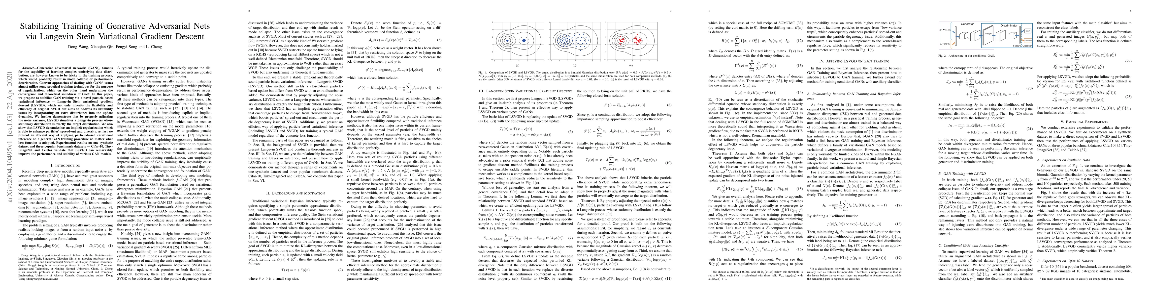 Thumbnail for Stabilizing Training of Generative Adversarial Nets via Langevin Stein
  Variational Gradient Descent