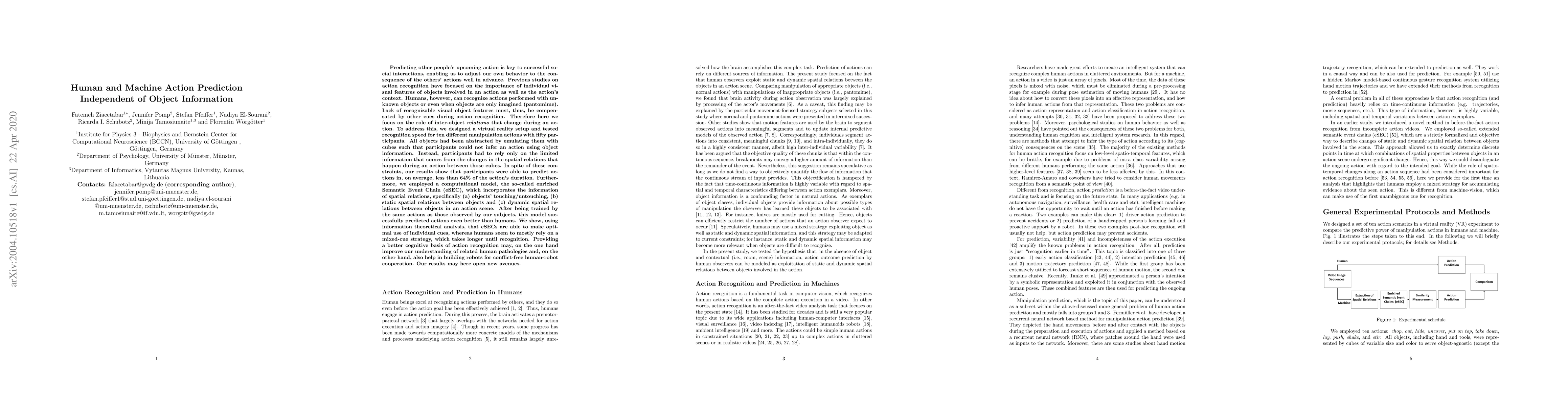 Thumbnail for Human and Machine Action Prediction Independent of Object Information