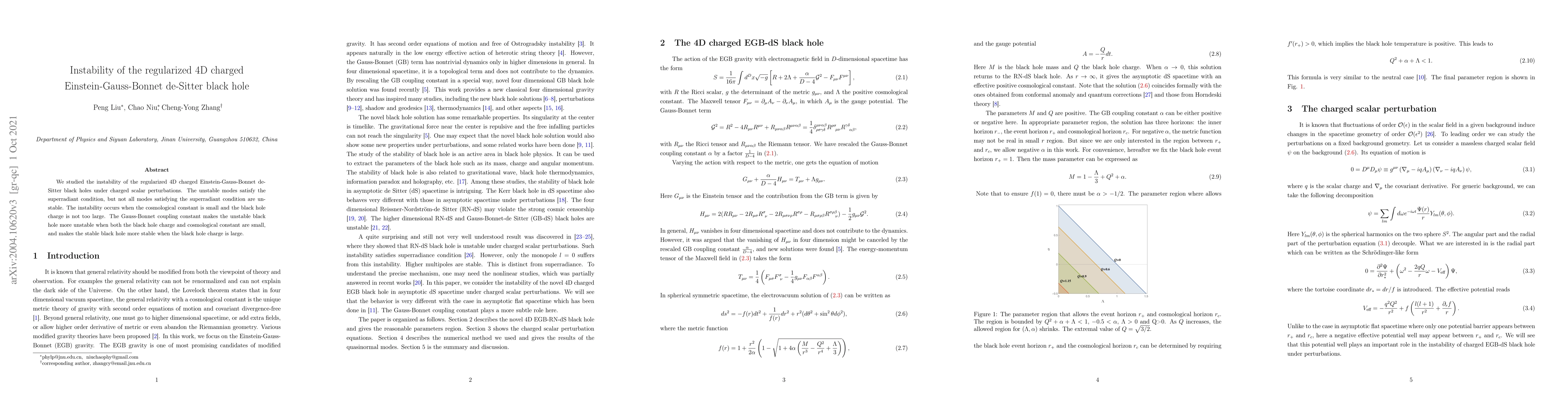 Thumbnail for Instability of regularized 4D charged Einstein-Gauss-Bonnet de-Sitter
  black holes