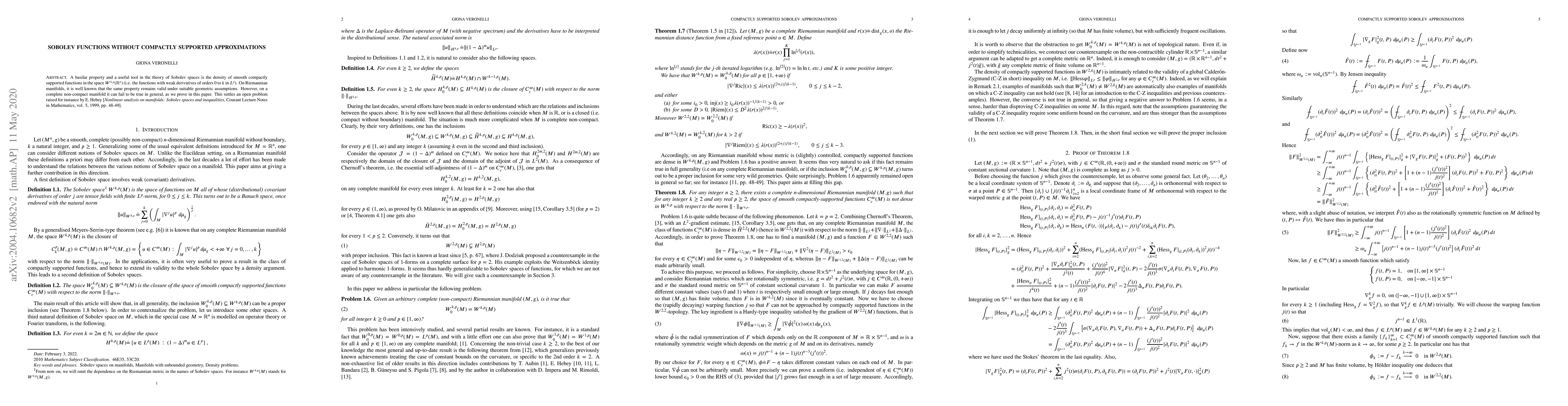 Thumbnail for Sobolev functions without compactly supported approximations