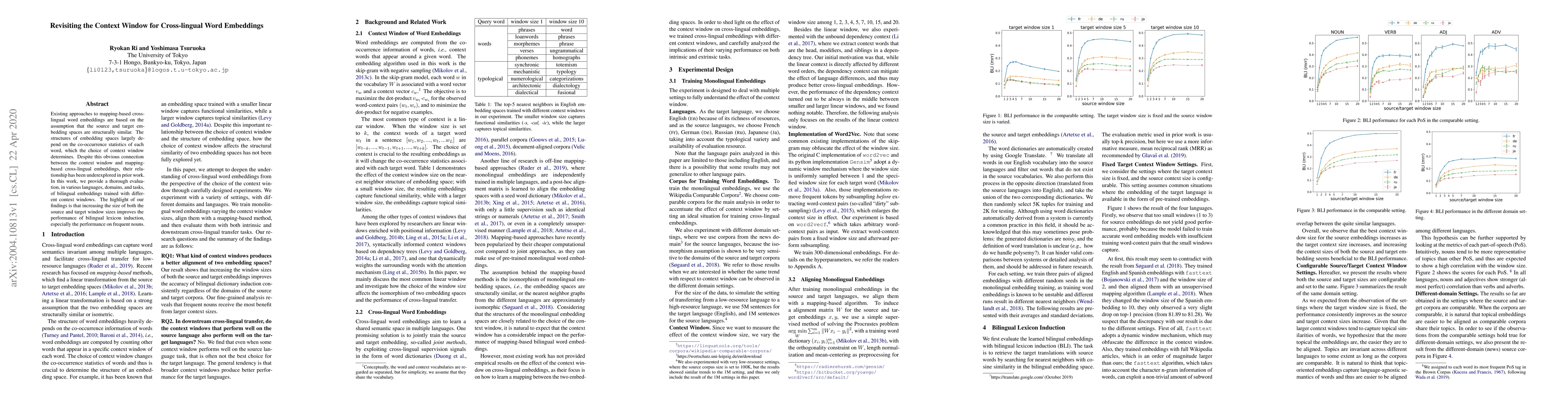 Thumbnail for Revisiting the Context Window for Cross-lingual Word Embeddings