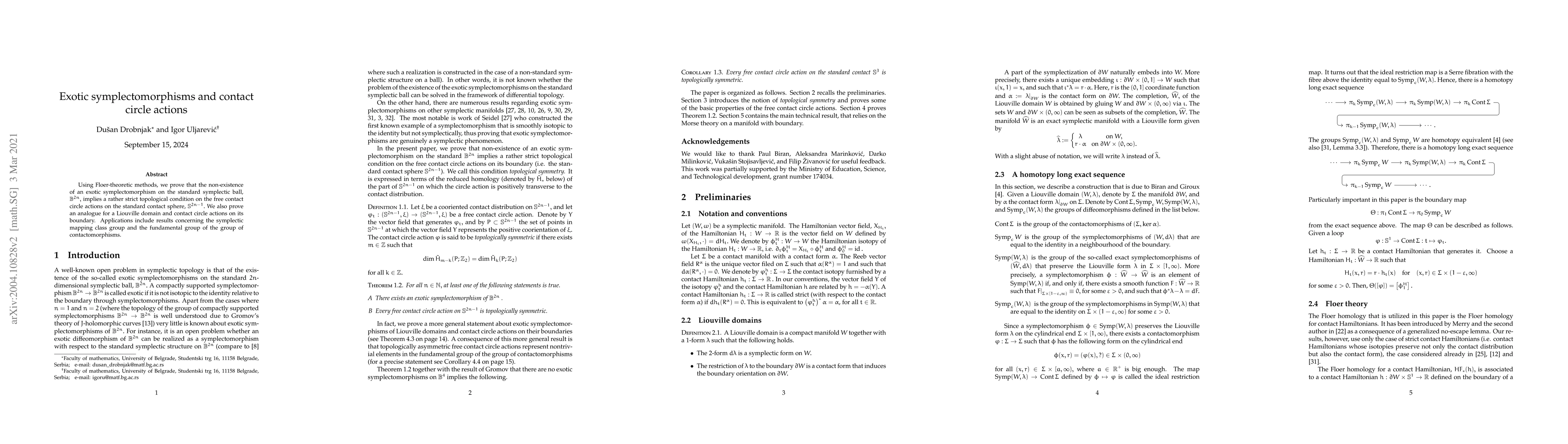 Thumbnail for Exotic symplectomorphisms and contact circle actions