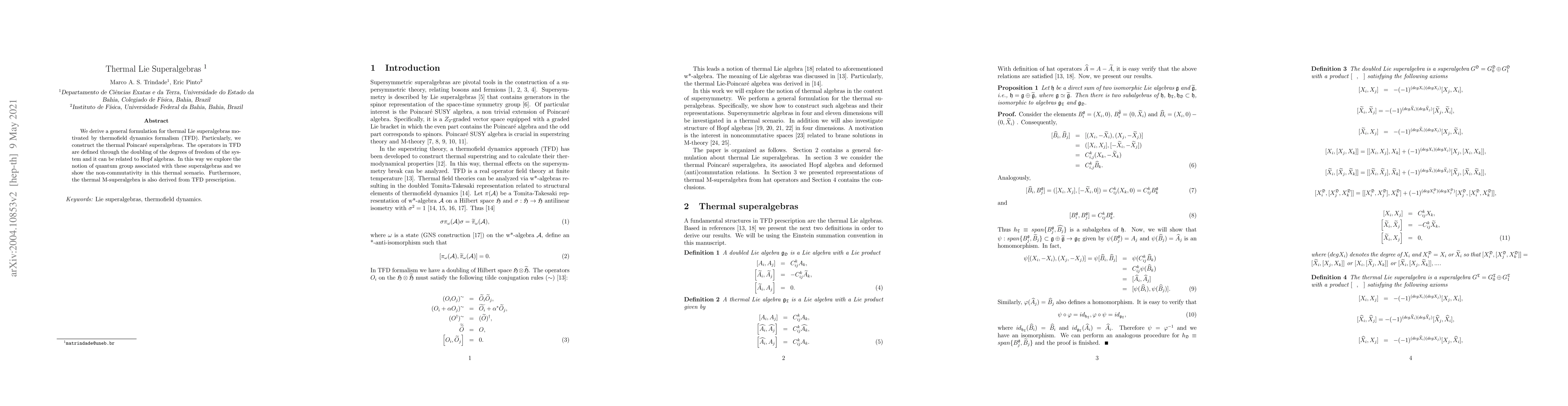 Thumbnail for Thermal Lie Superalgebras