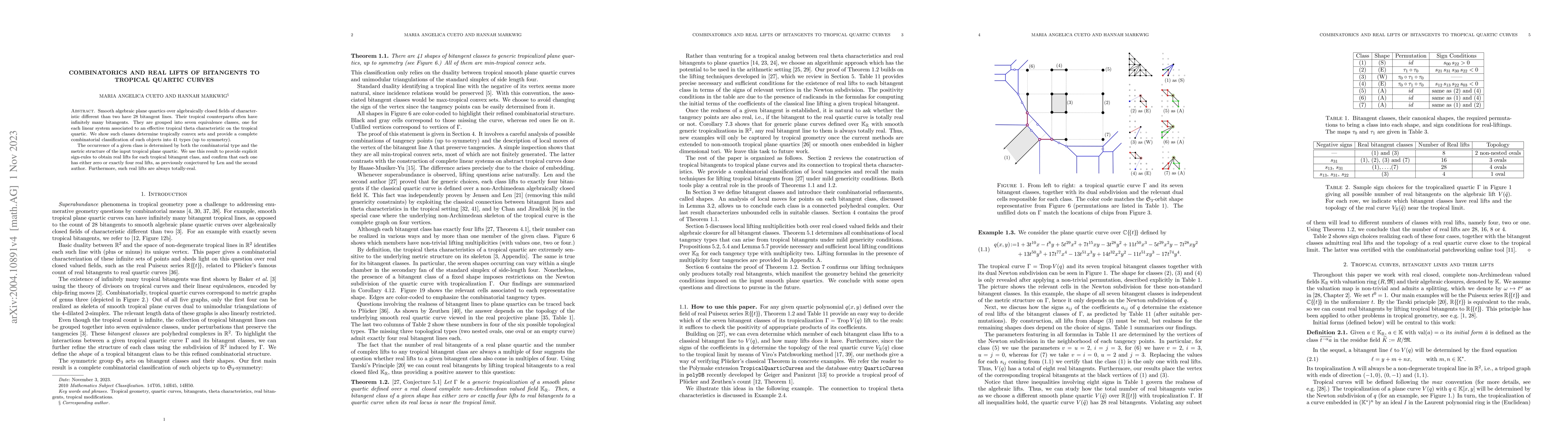 Thumbnail for Combinatorics and real lifts of bitangents to tropical quartic curves