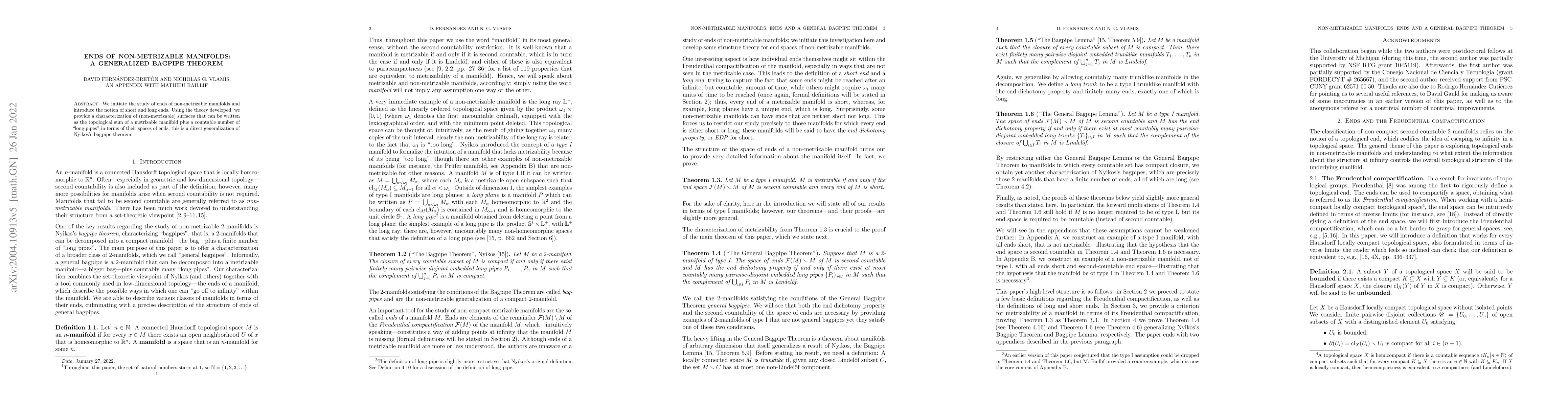 Thumbnail for Ends of non-metrizable manifolds: a generalized bagpipe theorem