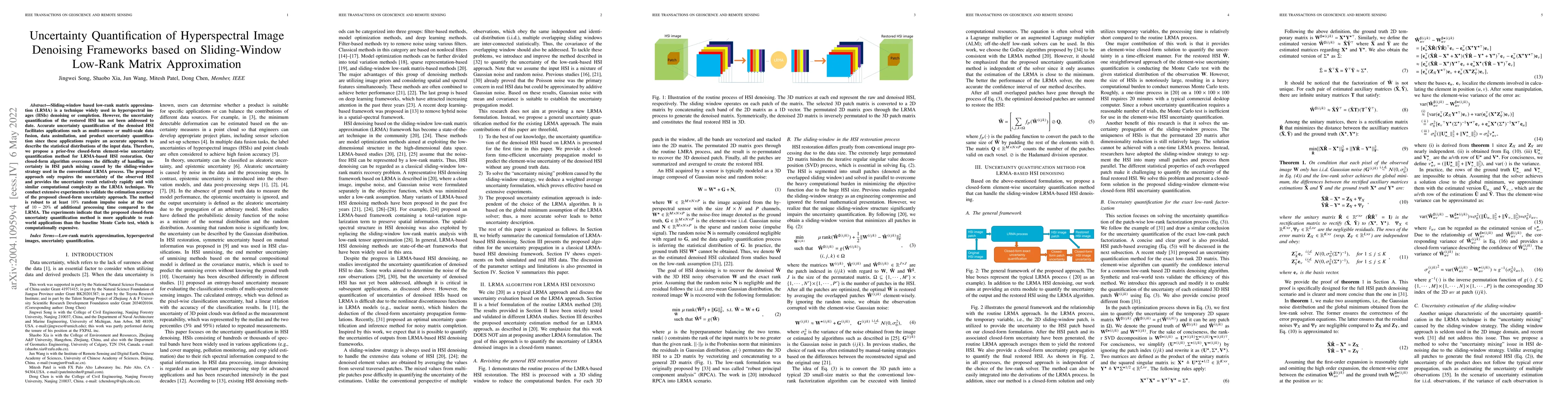 Thumbnail for Uncertainty Quantification for Hyperspectral Image Denoising Frameworks
  based on Low-rank Matrix Approximation