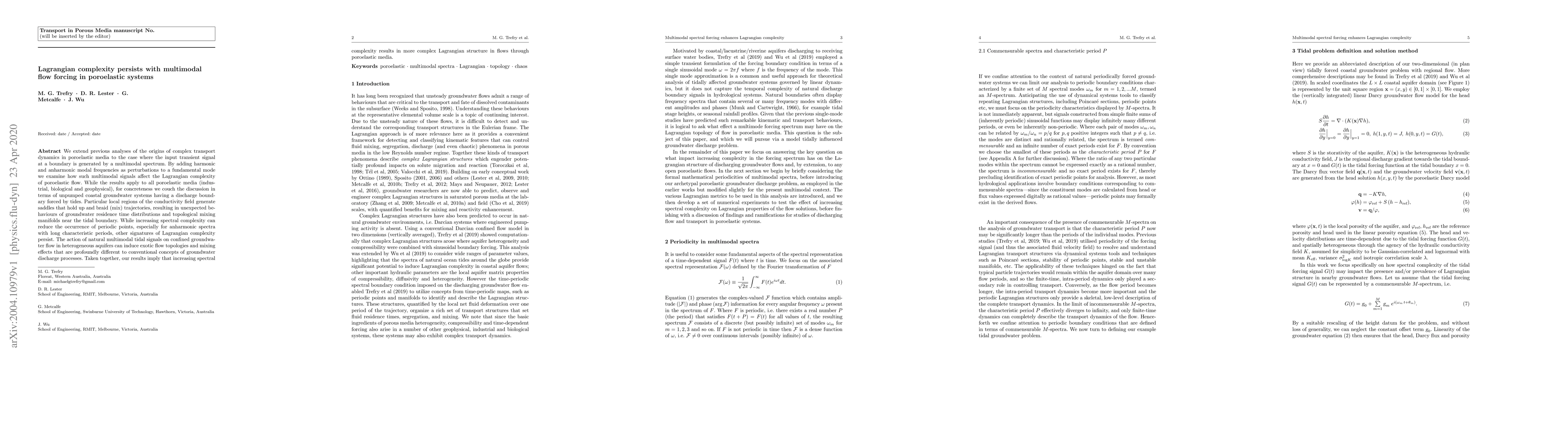 Thumbnail for Lagrangian complexity persists with multimodal flow forcing in
  poroelastic systems