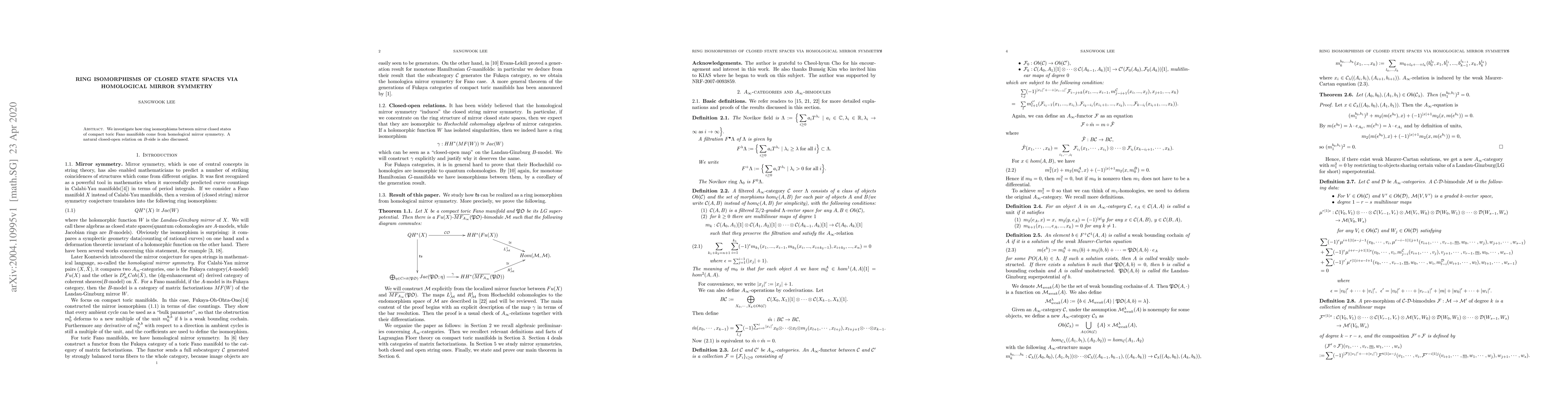 Thumbnail for Ring isomorphisms of closed string via homological mirror symmetry