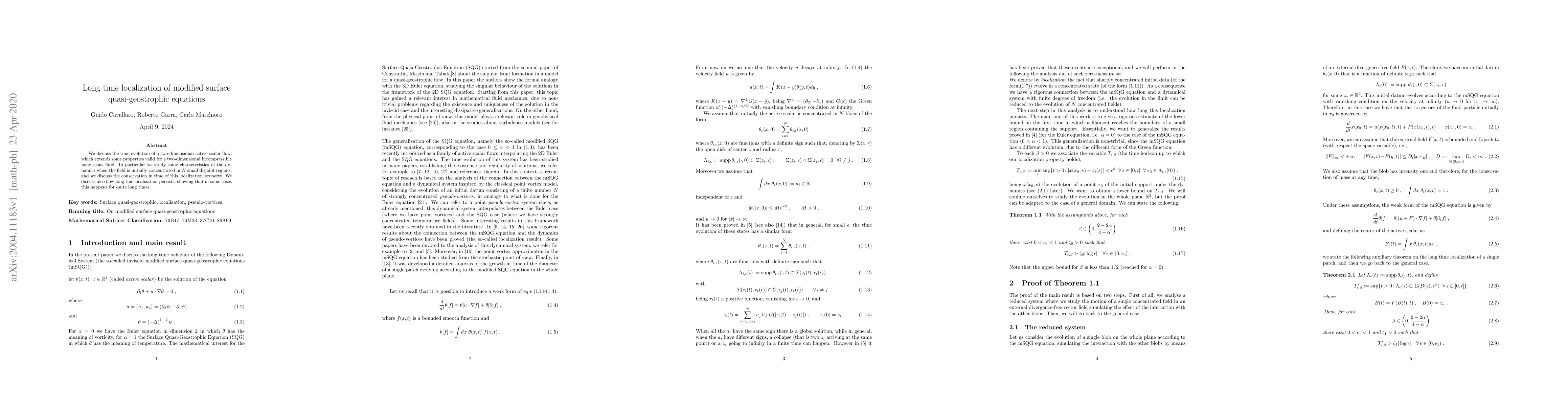 Thumbnail for Long time localization of modified surface quasi-geostrophic equations