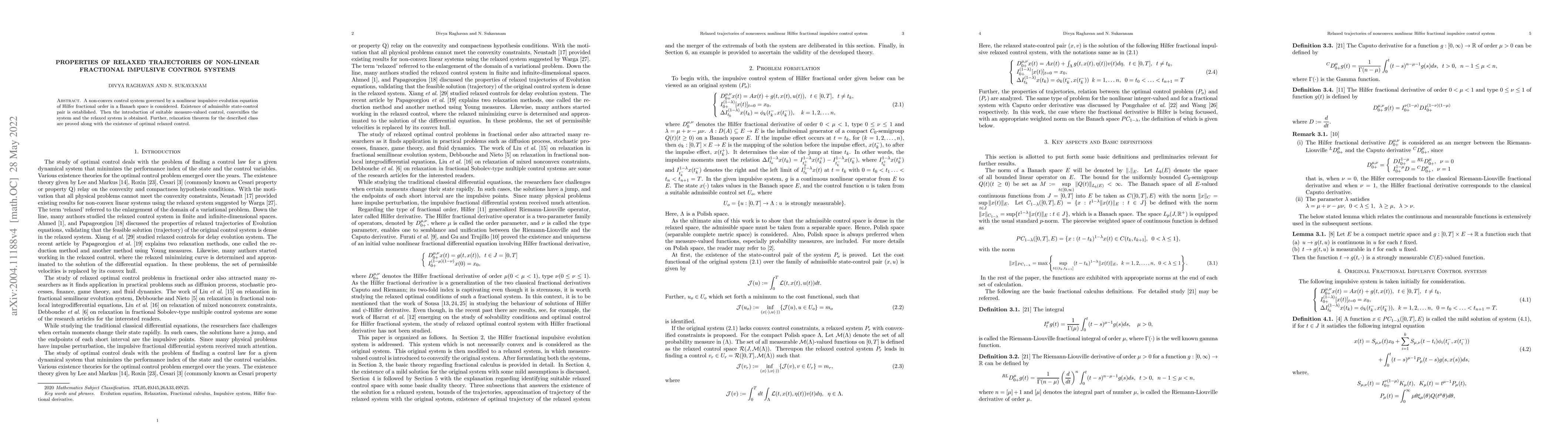 Thumbnail for Properties of relaxed trajectories of non-linear fractional impulsive
  control systems