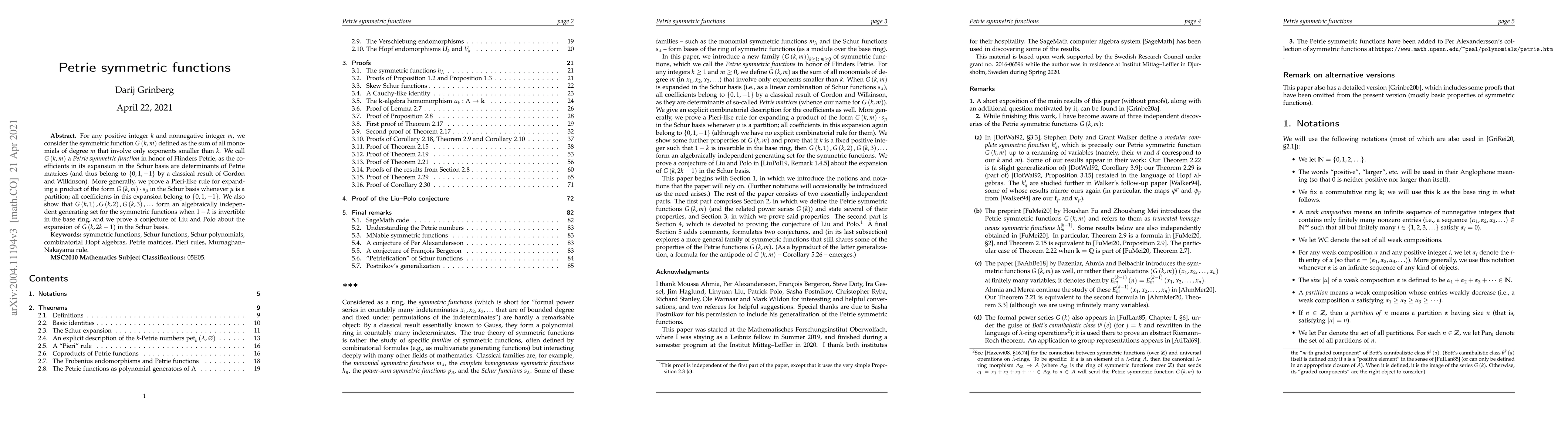 Thumbnail for Petrie symmetric functions