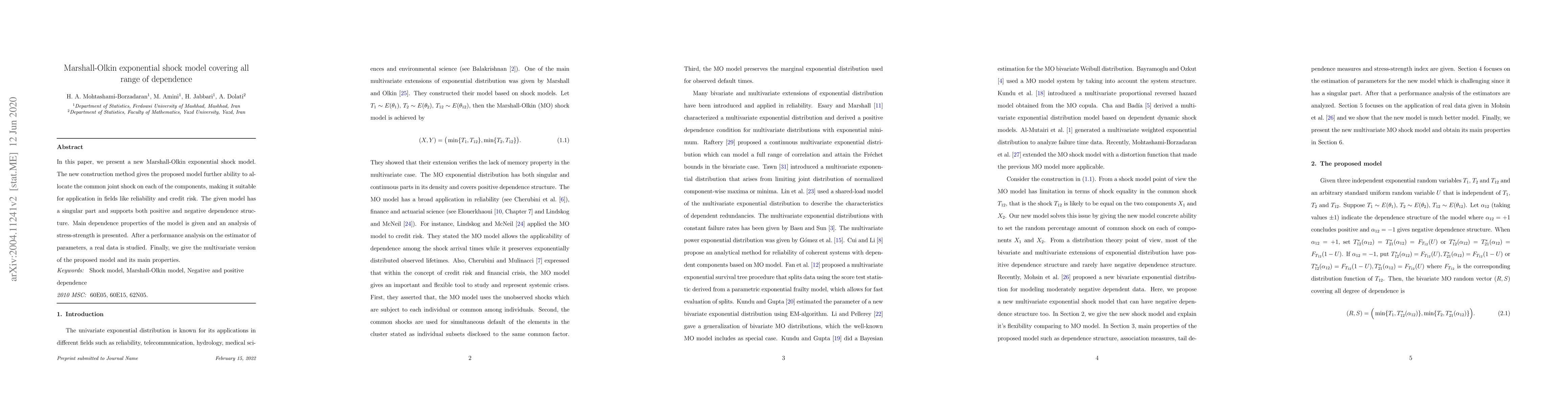 Thumbnail for Marshall-Olkin exponential shock model covering all range of dependence