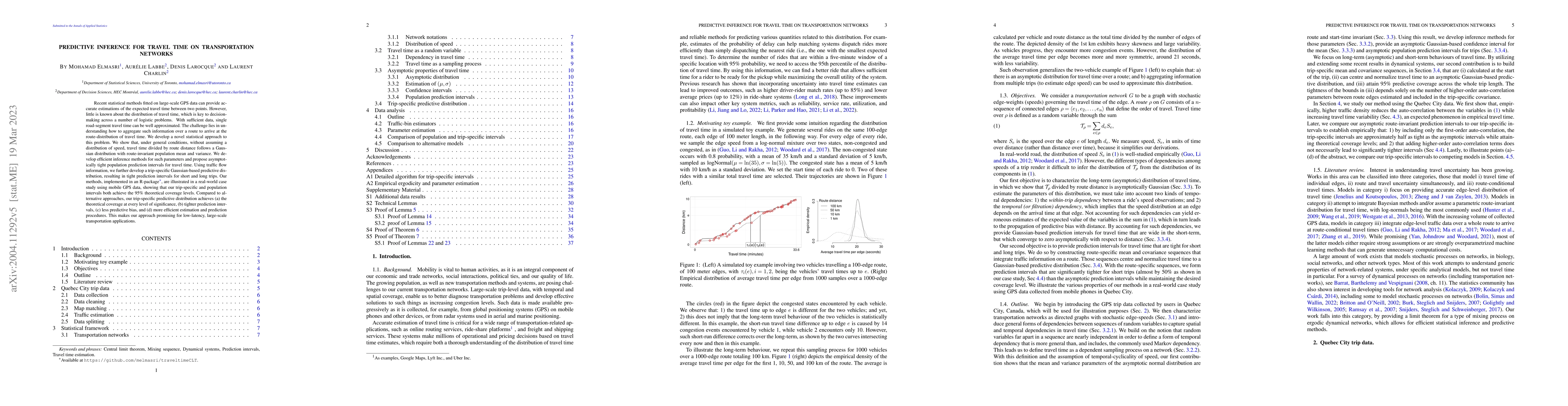 Thumbnail for Predictive inference for travel time on transportation networks