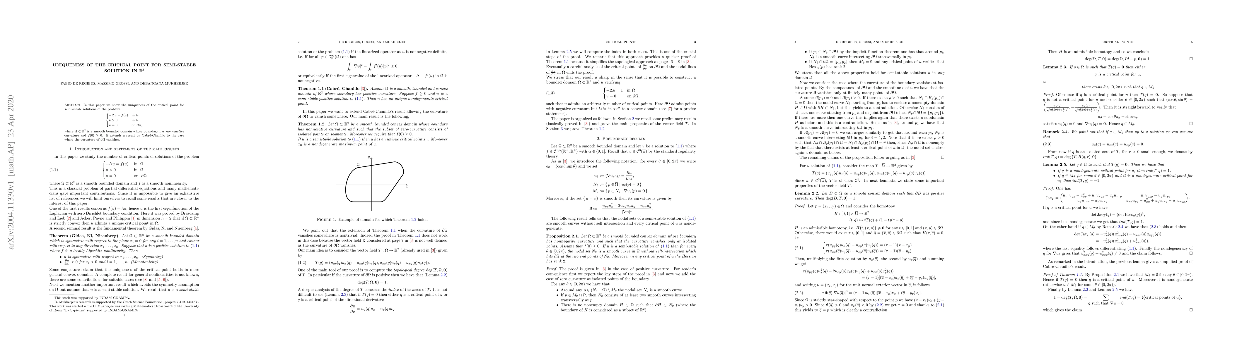 Thumbnail for Uniqueness of the critical point for semi-stable solution in
  $\mathbb{R}^2$